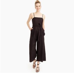 J. Crew Belted Jumpsuit in Black Linen